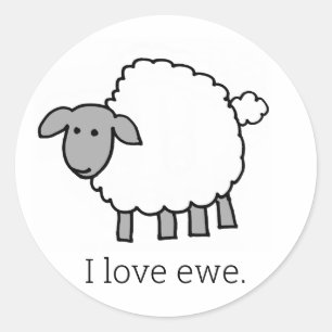 I Love Ewe Sheep Round Sticker