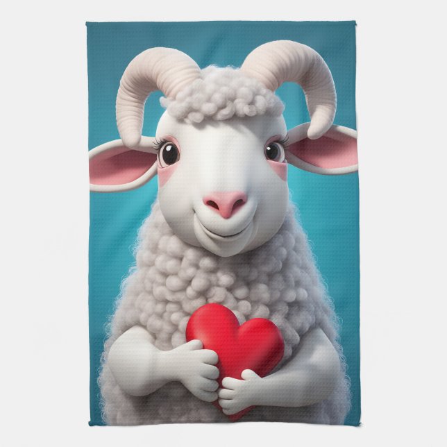 I Love Ewe Tea Towel (Vertical)