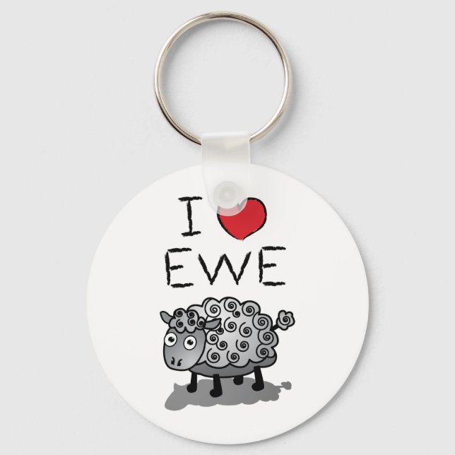 I Love Ewe! Valentines Day Key Ring (Front)