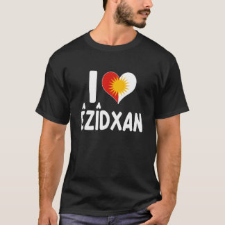 I Love Ezidxan Yezidi Sun Flag Heart Yazidi Pride T-Shirt