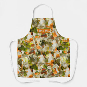 I Love Fall Abstract Personalised Floral Artistic  Apron