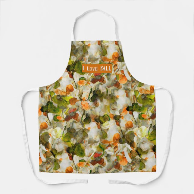 I Love Fall Abstract Personalised Floral Artistic  Apron (Front)