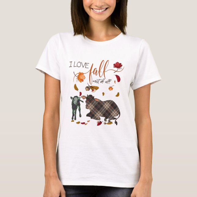I Love Fall for Cow Heifer Lovers T-Shirt (Front)