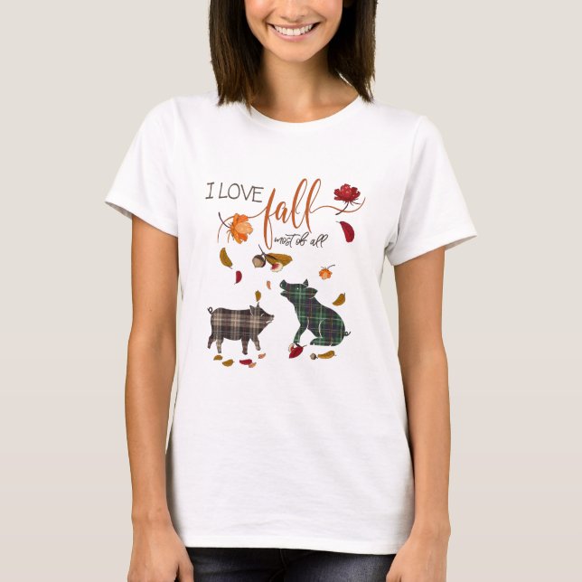 I love Fall for Pig Lovers T-Shirt (Front)