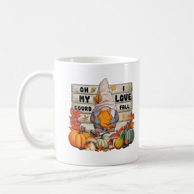 I Love Fall Gnome Personalised Coffee Mug (Left)
