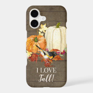 I Love Fall Leaves Bird Pumpkins Rustic Barn Wood