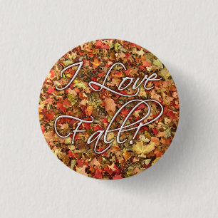 "I Love Fall" Leaves Button