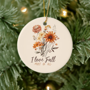 I Love Fall Most of All – Autumn Foliage Ceramic Tree Decoration