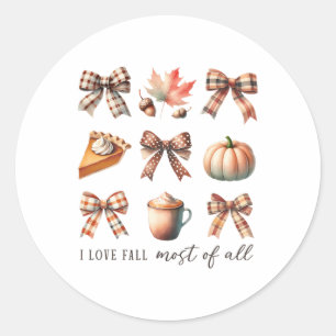 I Love Fall Most Of All Fall Season Thanksgiving Classic Round Sticker