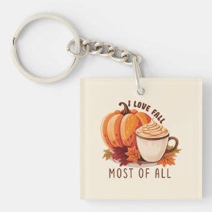 I Love Fall Most Of All – Latte & Autumn Vibes Key Ring