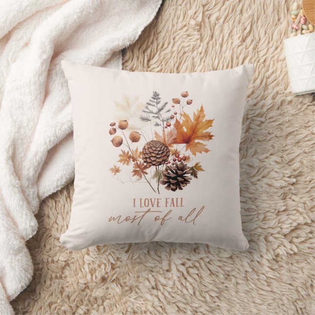 I Love Fall Most Of All Leaves Foliage Cushion (Blanket)