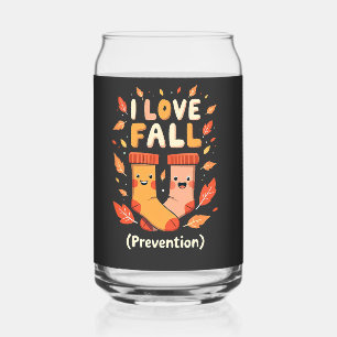 I Love Fall Prevention Autumn Cosy Pumpkin Spice  Can Glass