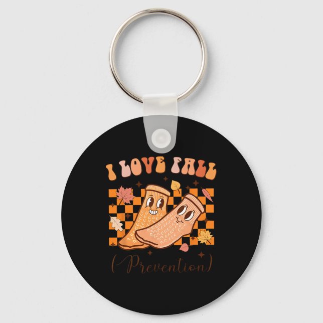I Love Fall Prevention Fall Thanksgiving Nurse Fal Key Ring (Front)