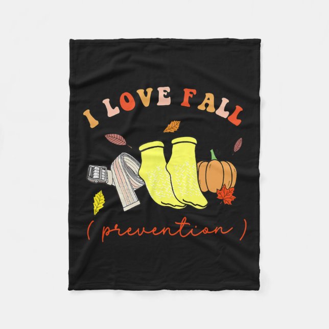 I Love Fall Prevention Socks Thanksgiving Autumn  Fleece Blanket (Front)