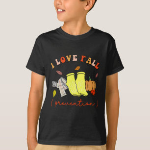 I Love Fall Prevention Socks Thanksgiving Autumn  T-Shirt