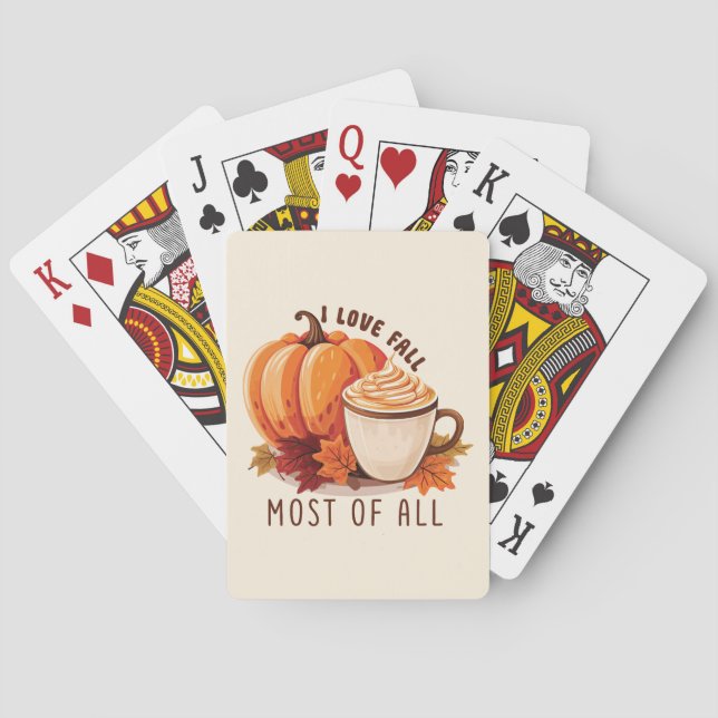 I Love Fall - Pumpkin and Pumpkin Spice Latte Playing Cards (Back)