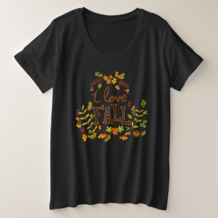 I Love Fall Thanksgiving Women's Black Plus Size T-Shirt