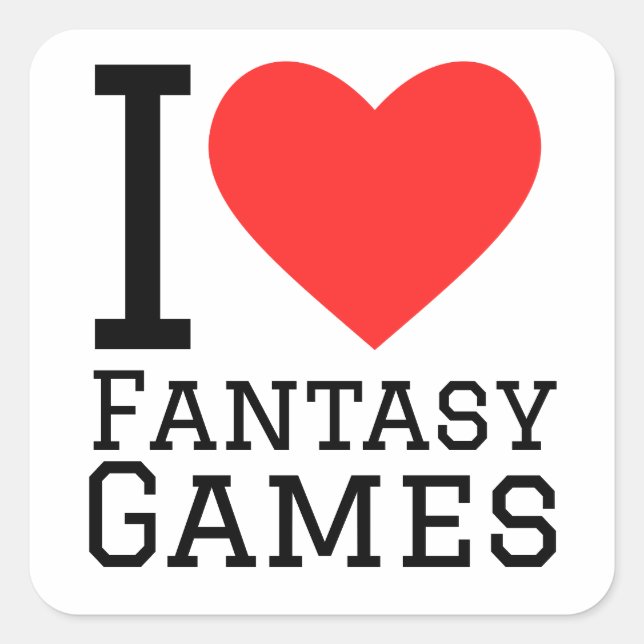 I love fantasy games square sticker (Front)