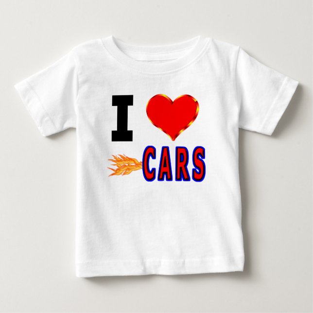 I Love Fast Cars Baby T-Shirt (Front)
