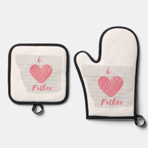 i love father oven mitt & pot holder set