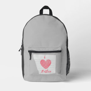 i love father printed backpack