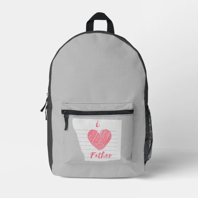 i love father printed backpack (Front)