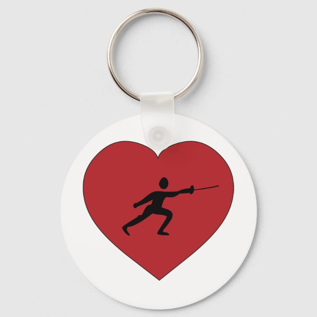 I Love Fencing Key Ring (Front)
