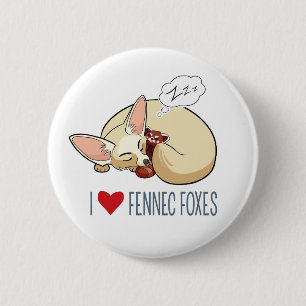 I Love Fennec Foxes - Cartoon Fennec Fox 6 Cm Round Badge