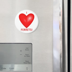 I Love Ferrets with Red Heart Magnet