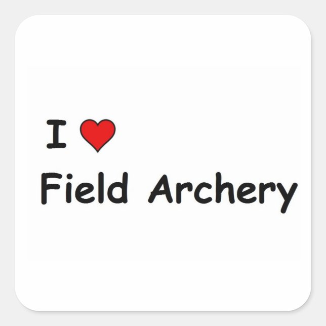 I Love Field Archery Square Sticker (Front)