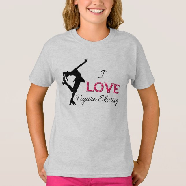 I LOVE Figure Skating, Girls Sweatshirt T-Shirt (Front)