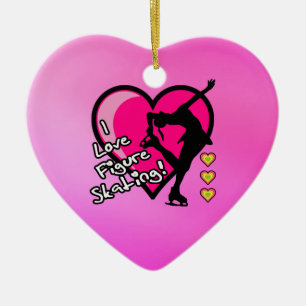 I love figure skating ornament - pink heart