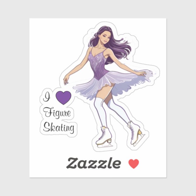 I Love Figure Skating Sticker Custom Cut Sticker (Sheet)