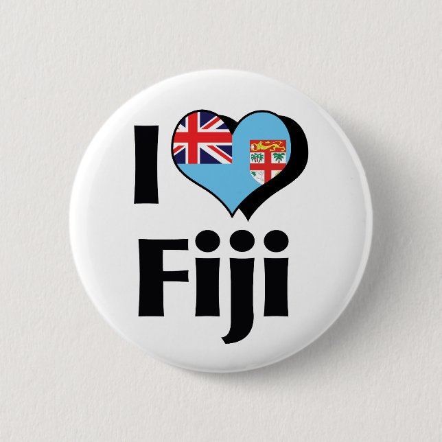 I Love Fiji Flag 6 Cm Round Badge (Front)