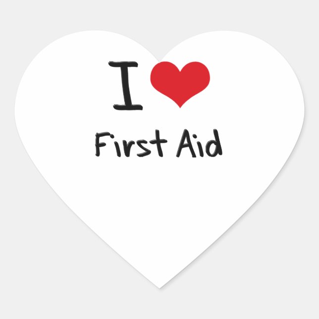 I Love First Aid Heart Sticker (Front)