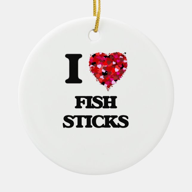 I Love Fish Sticks Ceramic Tree Decoration (Front)