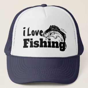I Love Fishing bw Trucker Hat