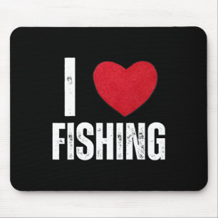 I Love Fishing Gifts For Kids Fishing Men I Heart Mouse Pad