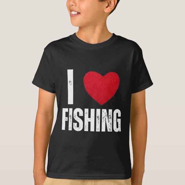 I Love Fishing Gifts For Kids Fishing Men I Heart  T-Shirt (Front)