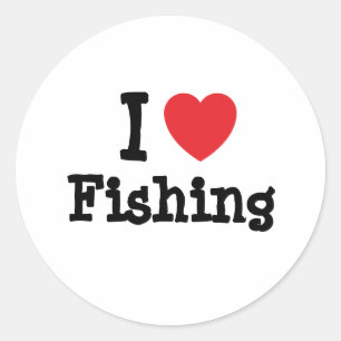 I love Fishing heart custom personalised Classic Round Sticker