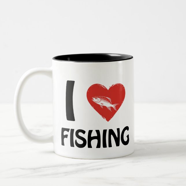 I love Fishing Two-Tone Coffee Mug (Left)
