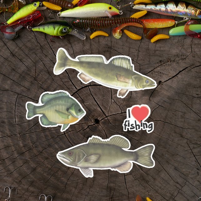 I Love Fishing Wildlife Artwork (I love fishing wildlife artwork stickers)
