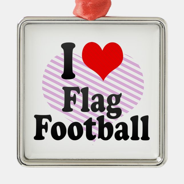 I love Flag Football Metal Tree Decoration (Front)