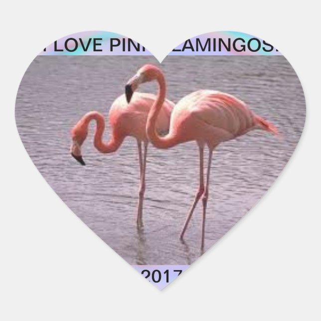 I LOVE FLAMINGOS 2017 HEART STICKER (Front)