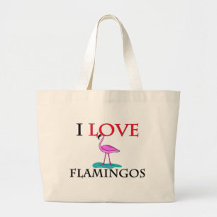 I Love Flamingos Large Tote Bag