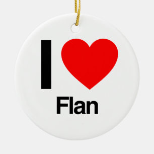 i love flan ceramic tree decoration