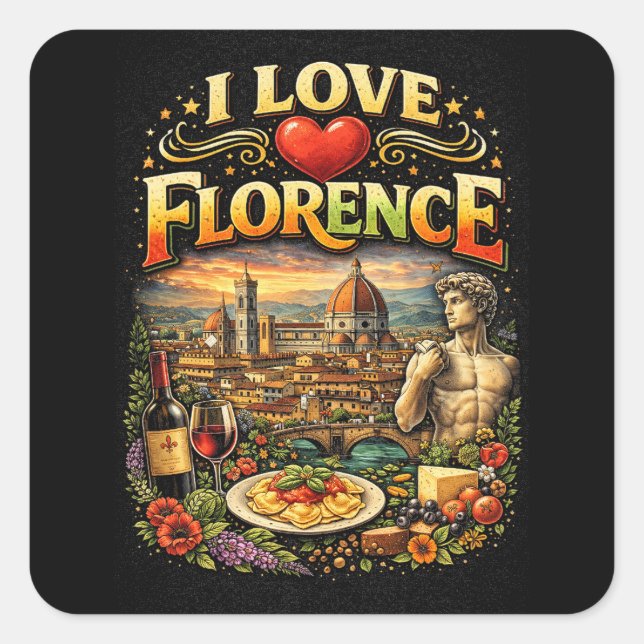 I Love Florence Square Sticker (Front)
