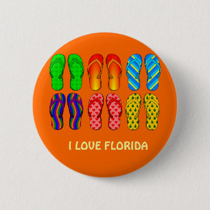 I Love Florida, beach flip-flops design Button