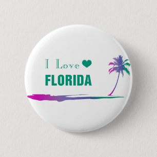 I Love Florida Colourful Green 6 Cm Round Badge