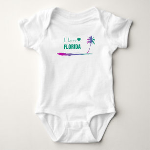 I Love Florida Colourful Green Baby Bodysuit